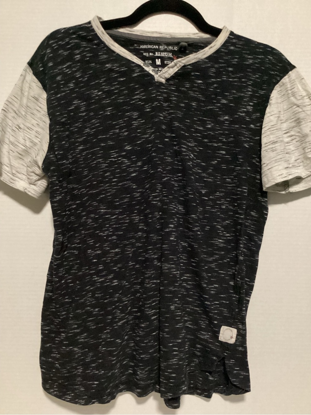 American Republic Boys' Black Heather Short Sleeve Contrast Tee